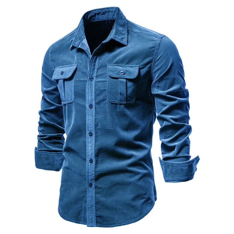 Sammy Jackson Classic Casual Corduroy Pure Cotton Button Shirt