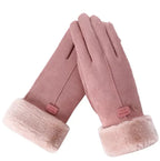 VelvTouch Women Genuine Suede Winter Thermal Fleece Lined Gloves
