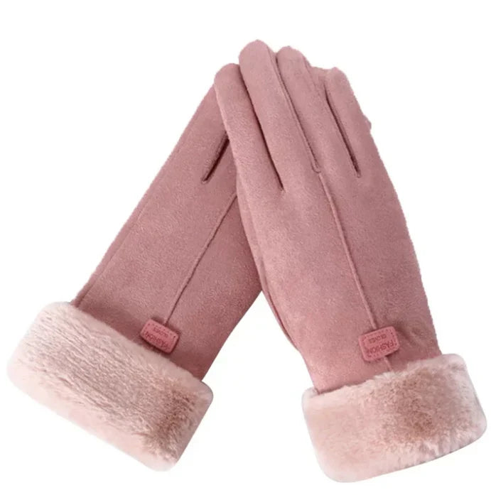 VelvTouch Women Genuine Suede Winter Thermal Fleece Lined Gloves