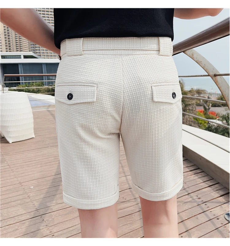 Sammy Jackson Quinten Slim Fit Men's Plaid Knee Length Shorts With Belt