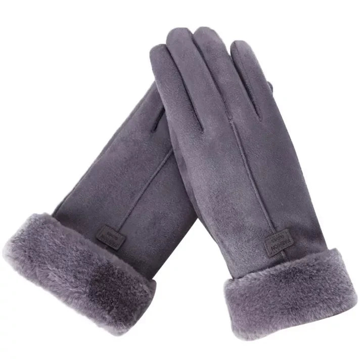 VelvTouch Women Genuine Suede Winter Thermal Fleece Lined Gloves