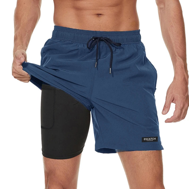 Sammy Jackson Dylan Men Quick Dry Compression Swim Trunks With Zip Pockets