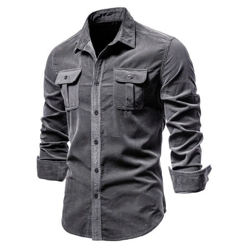 Sammy Jackson Classic Casual Corduroy Pure Cotton Button Shirt