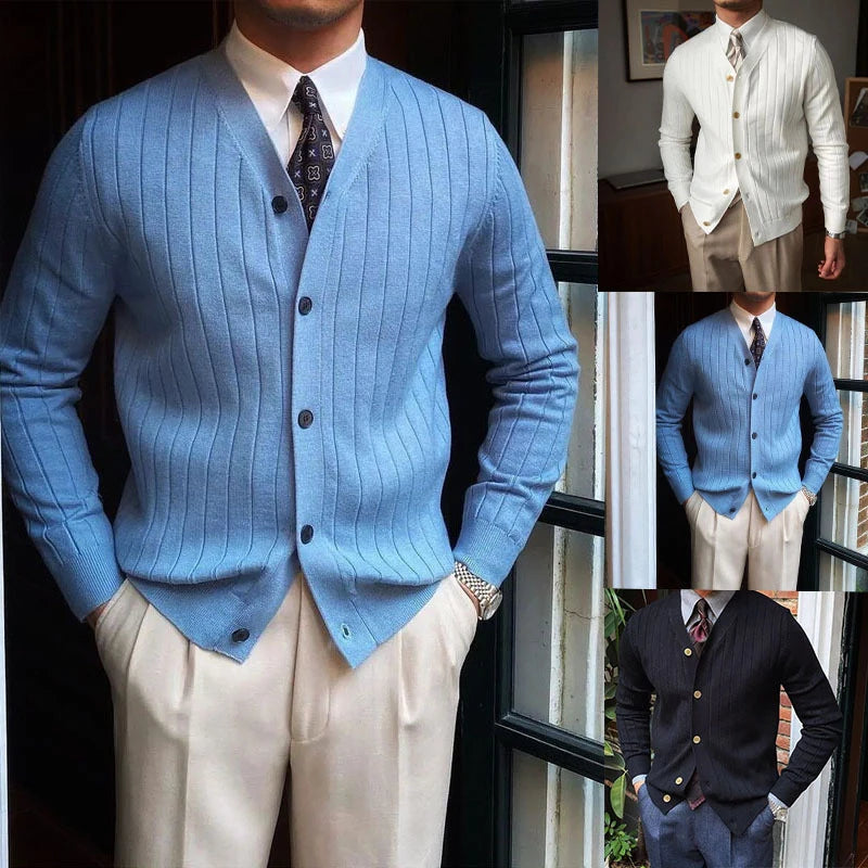 Sammy Jackson Mens Slim Fit Tijn Knitted Long Sleeve Cardigan