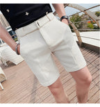 Sammy Jackson Quinten Slim Fit Men's Plaid Knee Length Shorts With Belt