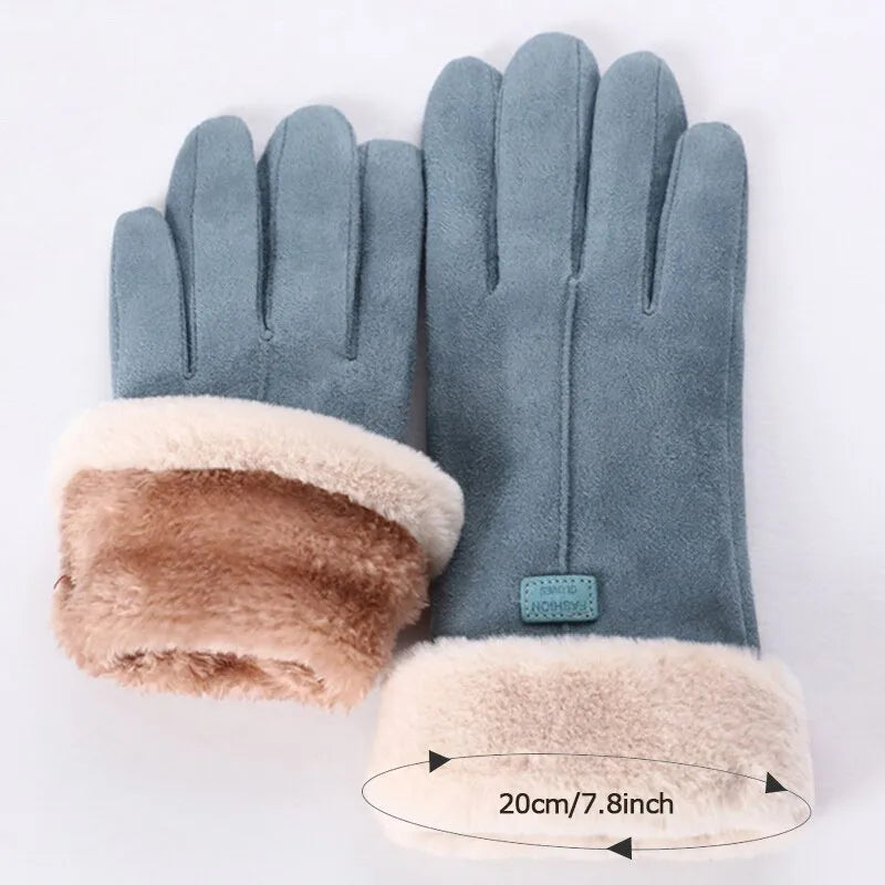 VelvTouch Women Genuine Suede Winter Thermal Fleece Lined Gloves
