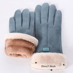 VelvTouch Women Genuine Suede Winter Thermal Fleece Lined Gloves