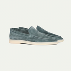 Men's Premium Suede Loafers Featuring Contrast Stitching And White Sole