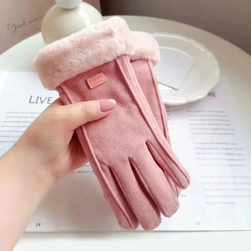 VelvTouch Women Genuine Suede Winter Thermal Fleece Lined Gloves
