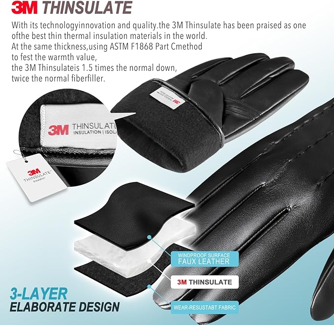 Julien Mens Touchscreen Leather Winter Gloves With Cashmere Lining