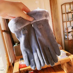 VelvTouch Women Genuine Suede Winter Thermal Fleece Lined Gloves