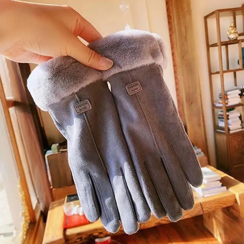 VelvTouch Women Genuine Suede Winter Thermal Fleece Lined Gloves