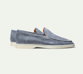 Men's Premium Suede Loafers Featuring Contrast Stitching And White Sole