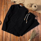 Mens Long Sleeve Frog Button Two Piece Set With Drawstring Trousers