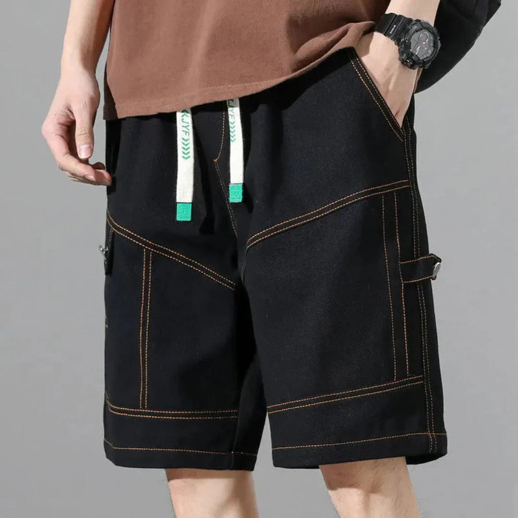 Men's Cargo Shorts With Contrast Stitching And Utility Pockets