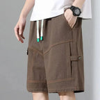 Men's Cargo Shorts With Contrast Stitching And Utility Pockets