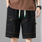 Men's Cargo Shorts With Contrast Stitching And Utility Pockets