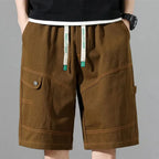 Men's Cargo Shorts With Contrast Stitching And Utility Pockets