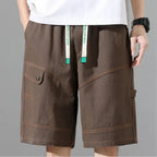 Men's Cargo Shorts With Contrast Stitching And Utility Pockets