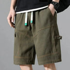 Men's Cargo Shorts With Contrast Stitching And Utility Pockets