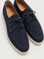 Men's Genuine Suede Moc Toe Lace Up Casual Shoes With White Sole