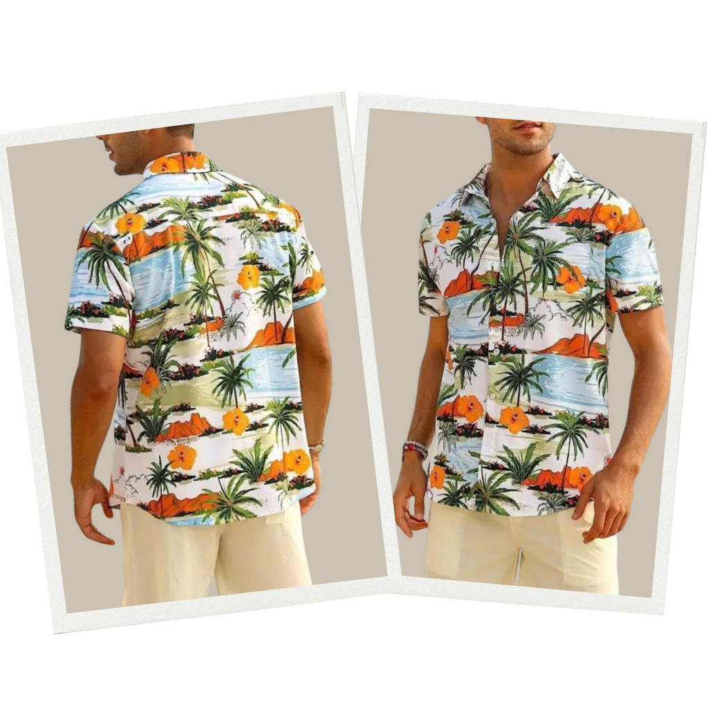 Sammy Jackson Corbyn Men Short Sleeve Hawaiian Print Casual Shirt