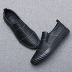 ApexStep Men's Leather Slip On Loafers With Contrast Stitching And Elastic Panels