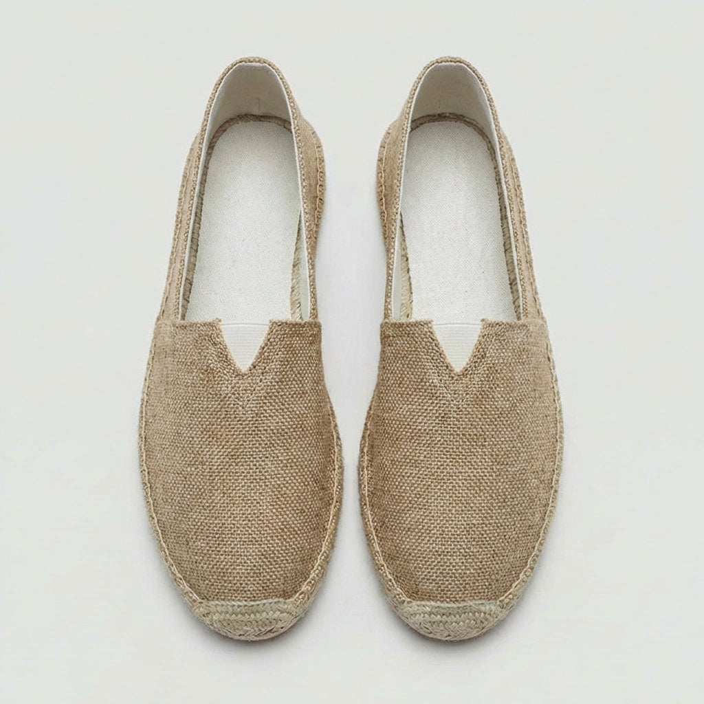 Men's Linen Espadrilles With Breathable Woven Upper And Jute Rope Sole