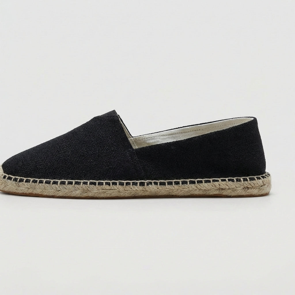 Men's Linen Espadrilles With Breathable Woven Upper And Jute Rope Sole