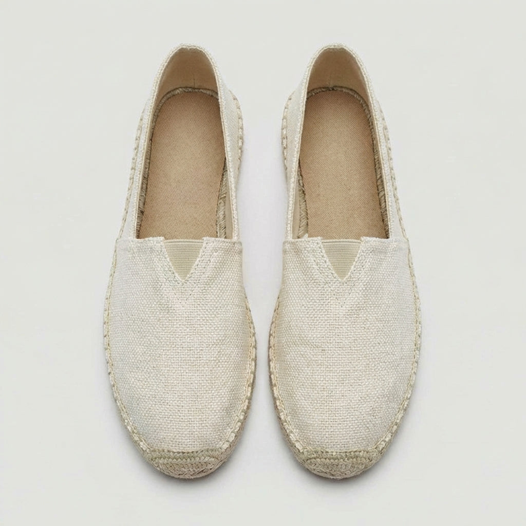 Men's Linen Espadrilles With Breathable Woven Upper And Jute Rope Sole