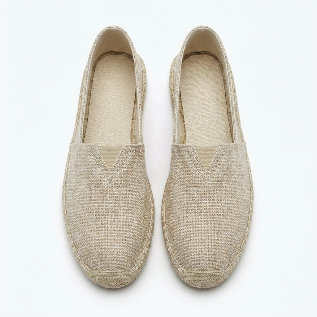 Men's Linen Espadrilles With Breathable Woven Upper And Jute Rope Sole