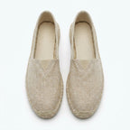Men's Linen Espadrilles With Breathable Woven Upper And Jute Rope Sole