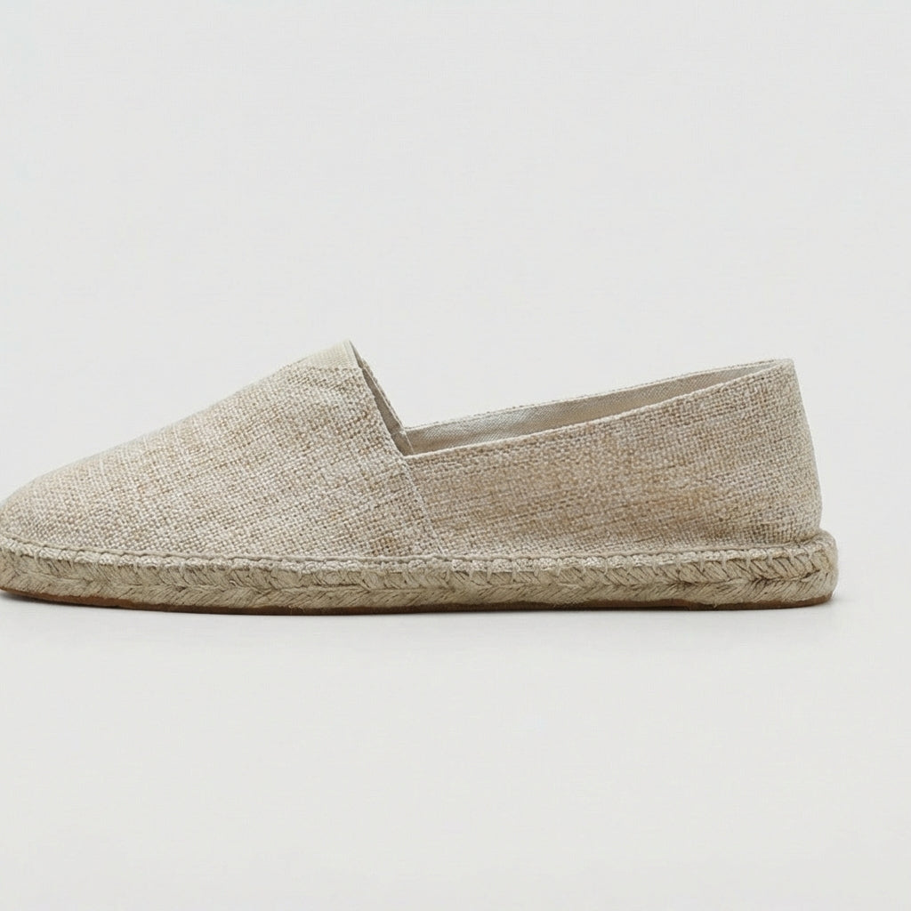 Men's Linen Espadrilles With Breathable Woven Upper And Jute Rope Sole
