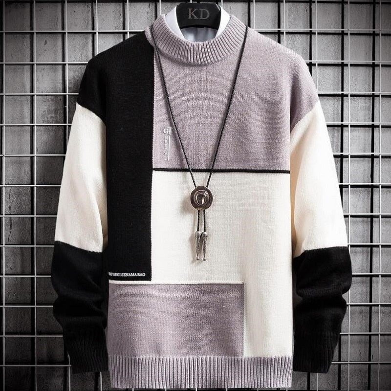 Sammy Jackson Unisex Patchwork Pullover Warm Winter Sweater