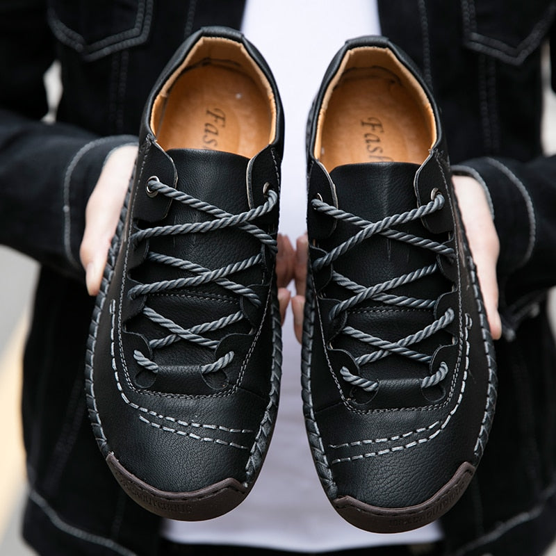 Premium Men's Hand Stitched Leather Orthopedic Walking Sneakers