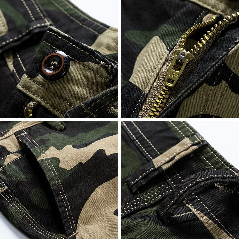 Sammy Jackson Men Camouflage Cotton Shorts With Belt And Zipper