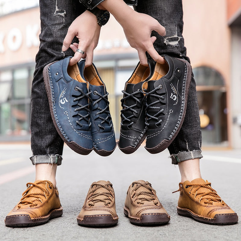 Premium Men's Hand Stitched Leather Orthopedic Walking Sneakers