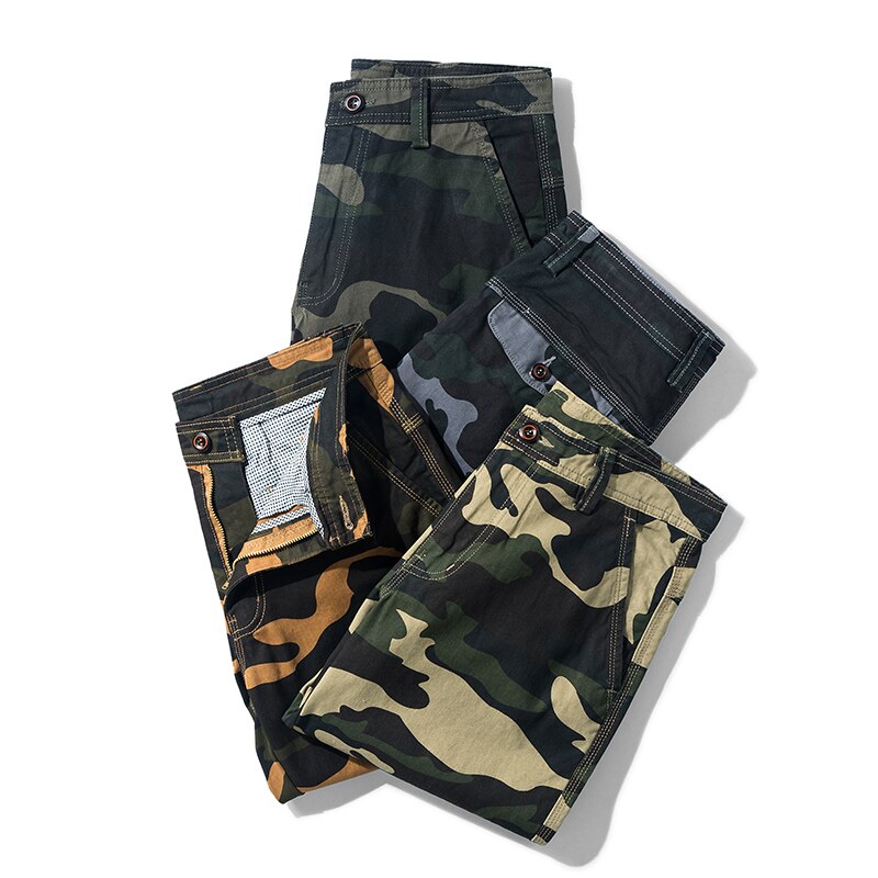 Sammy Jackson Men Camouflage Cotton Shorts With Belt And Zipper