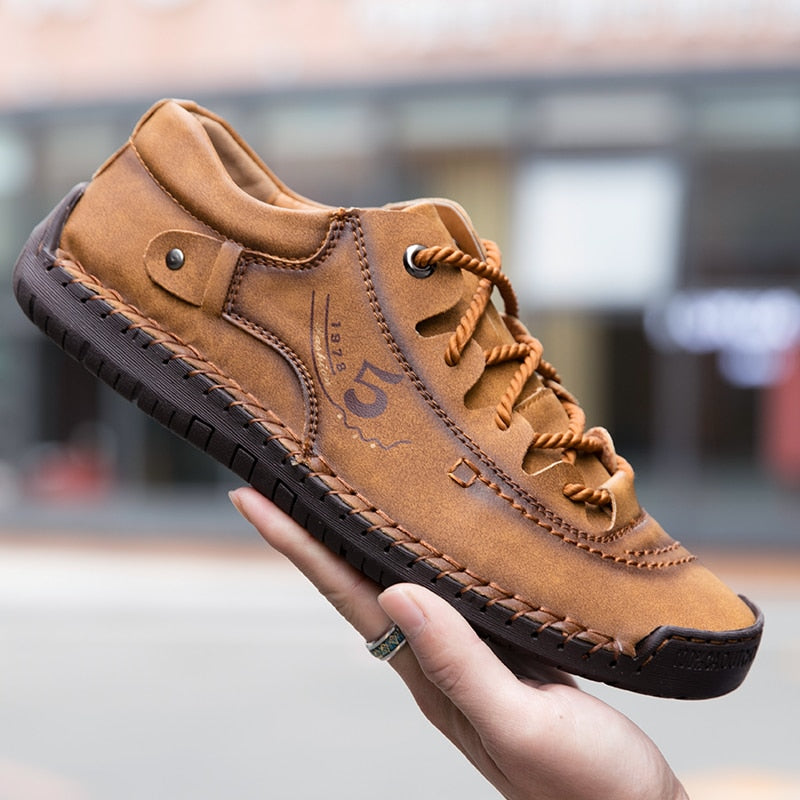Premium Men's Hand Stitched Leather Orthopedic Walking Sneakers