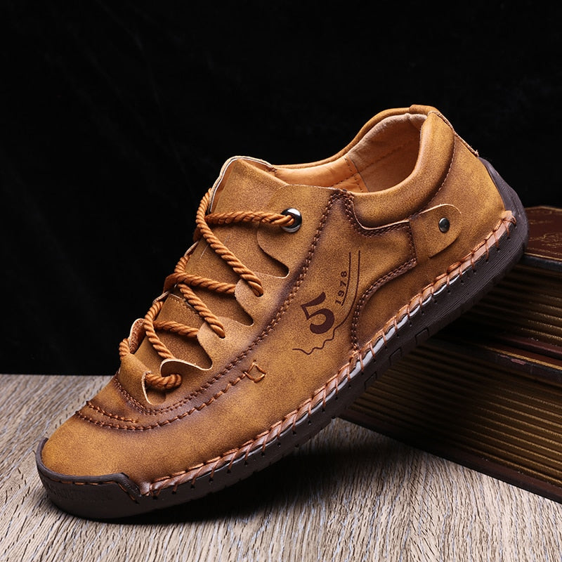 Premium Men's Hand Stitched Leather Orthopedic Walking Sneakers