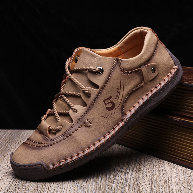 Premium Men's Hand Stitched Leather Orthopedic Walking Sneakers