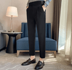 Men's Adjustable High Waisted Double Buckle Pleated Formal Trousers