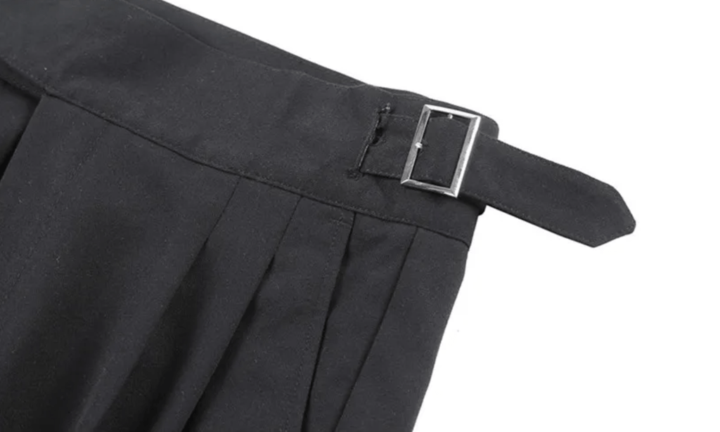 Men's Adjustable High Waisted Double Buckle Pleated Formal Trousers