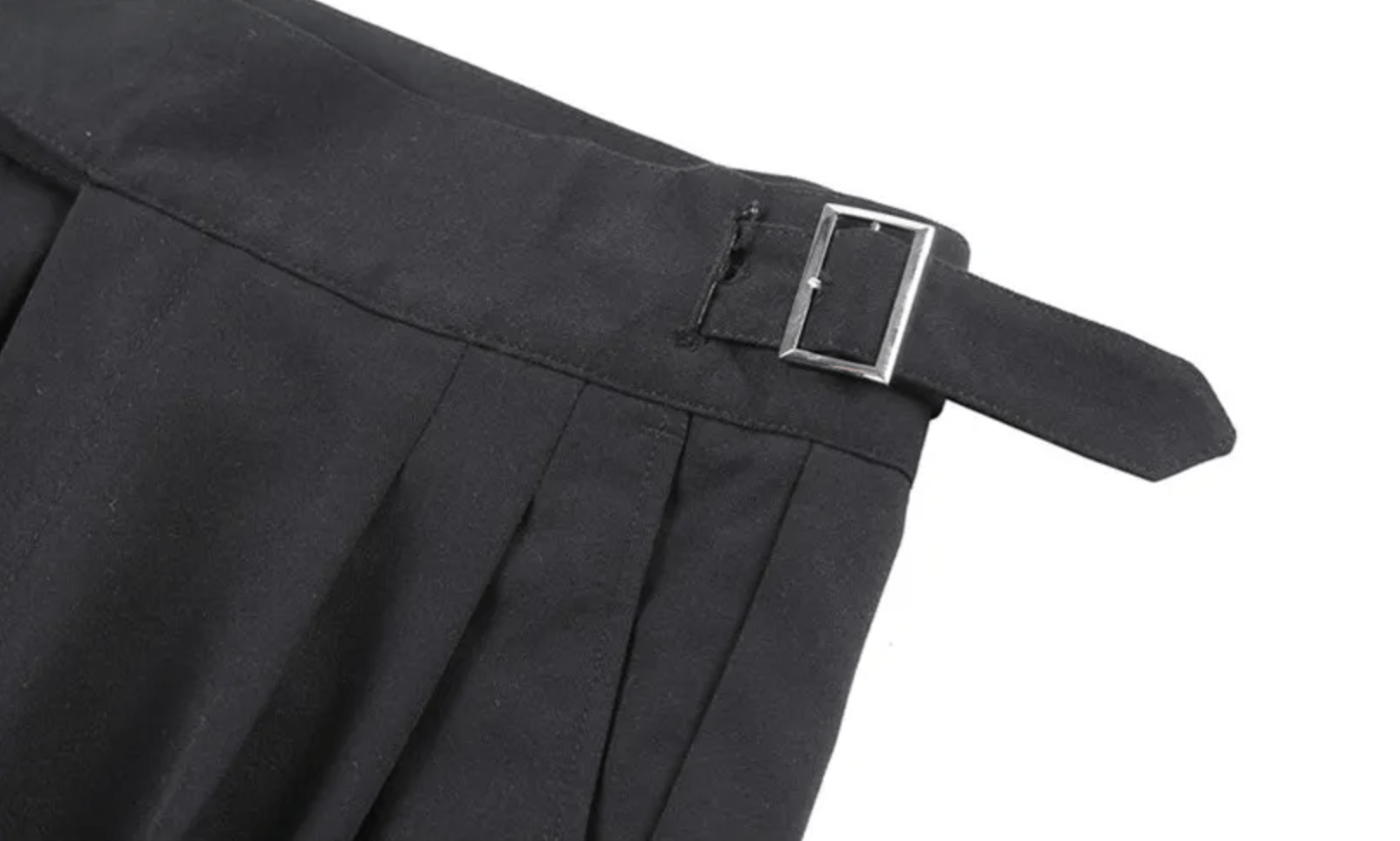 Men's Adjustable High Waisted Double Buckle Pleated Formal Trousers