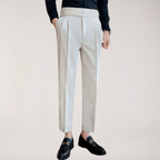 Men's Adjustable High Waisted Double Buckle Pleated Formal Trousers