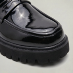 Men's Patent Leather Penny Loafers Platform Sole Chunky Lug Design