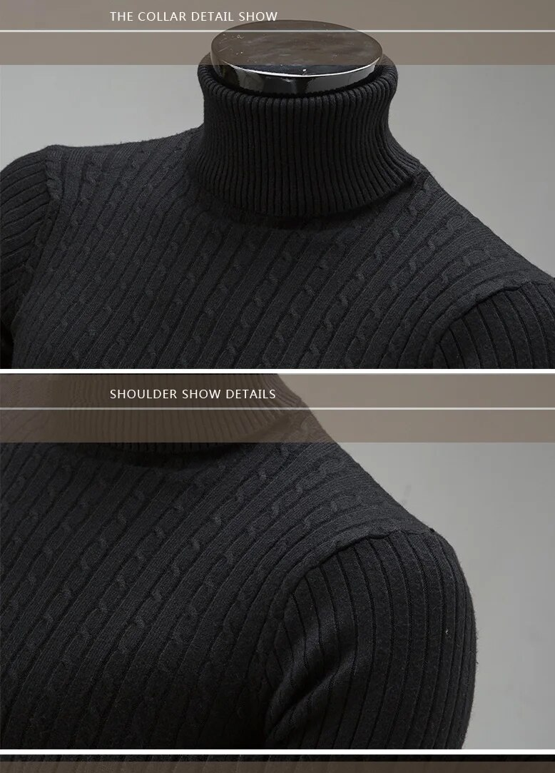 Sammy Jackson Slim Fit Casual Knit Turtleneck Pullover Sweater