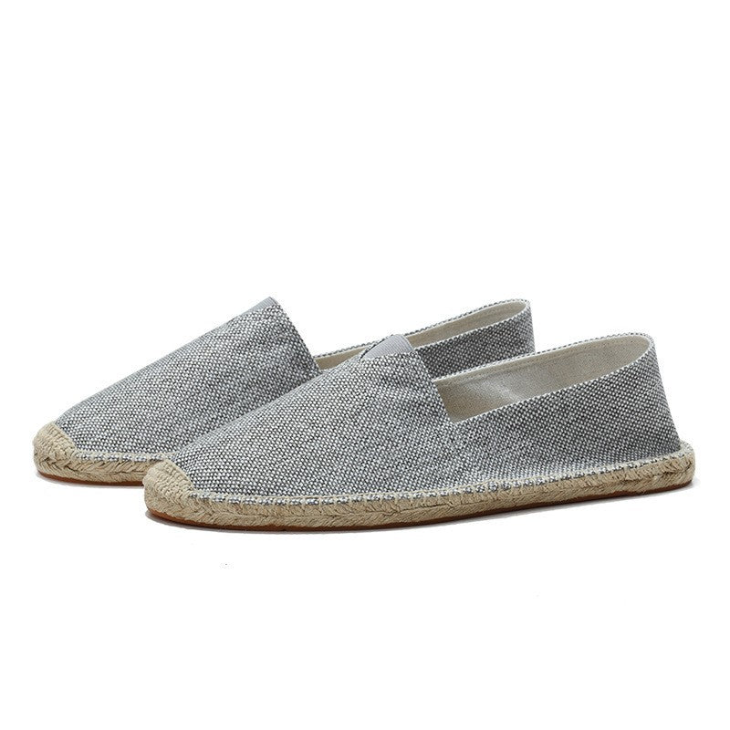 Men's Linen Espadrilles With Breathable Woven Upper And Jute Rope Sole