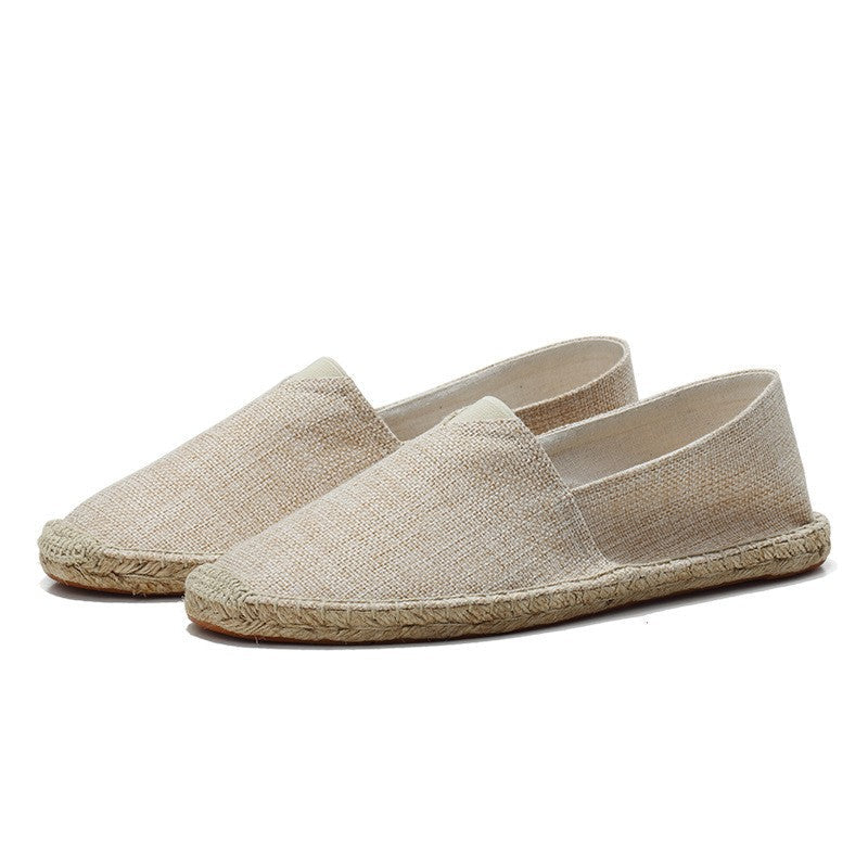 Men's Linen Espadrilles With Breathable Woven Upper And Jute Rope Sole