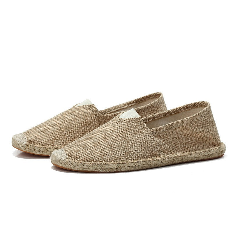 Men's Linen Espadrilles With Breathable Woven Upper And Jute Rope Sole